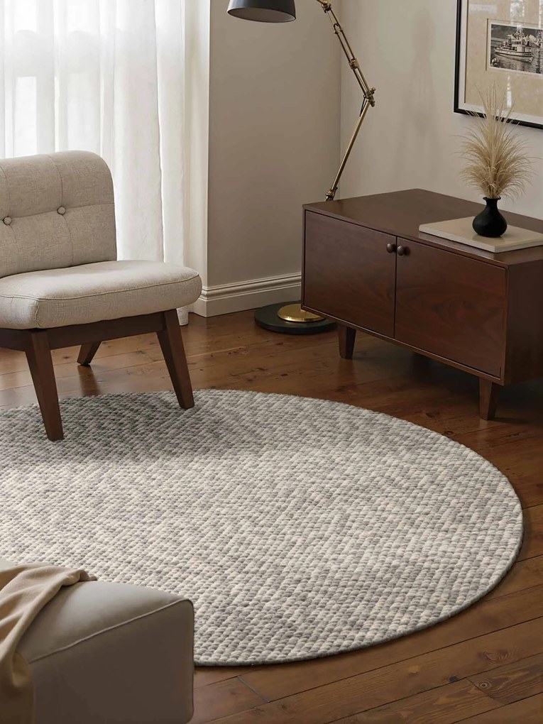 ELLE Decoration, Kusový koberec Lyon Beans 106317 Natural Cream Grey kruh z kolekcie Elle, 160x160 (priemer) kruh, šedá, obývacia izba