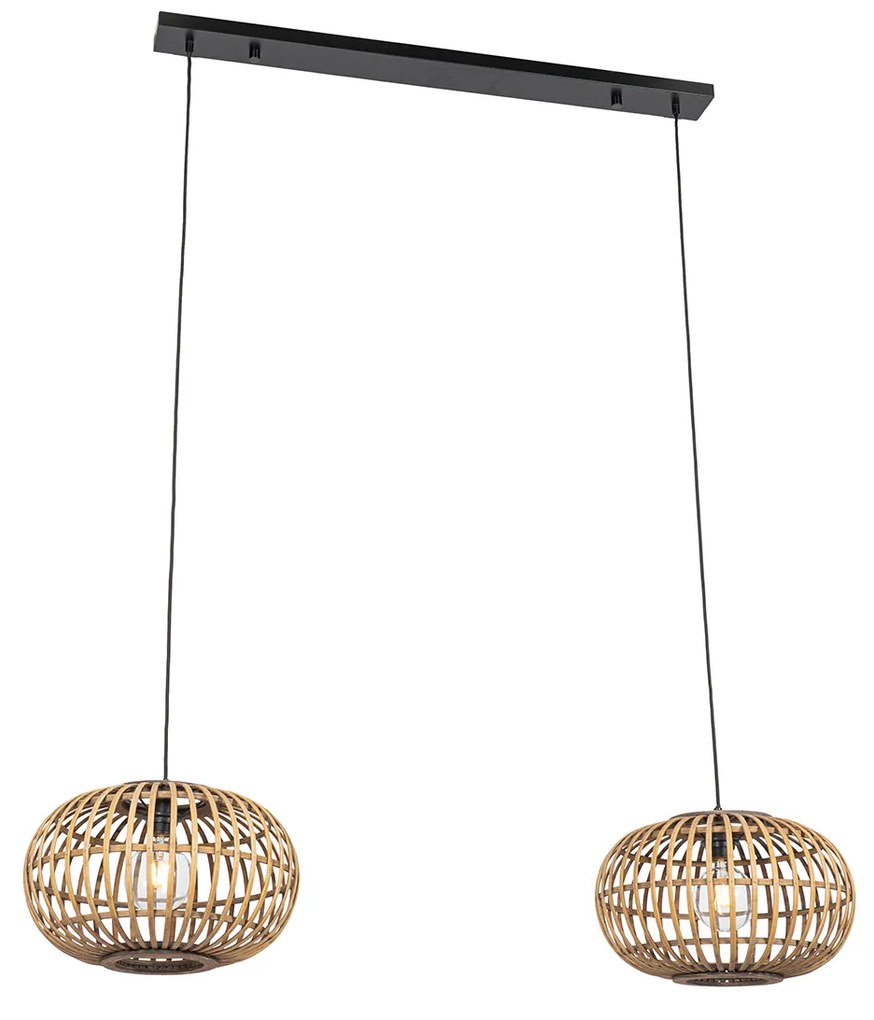 Orientálna závesná lampa bambus 2-svetlo - Amira