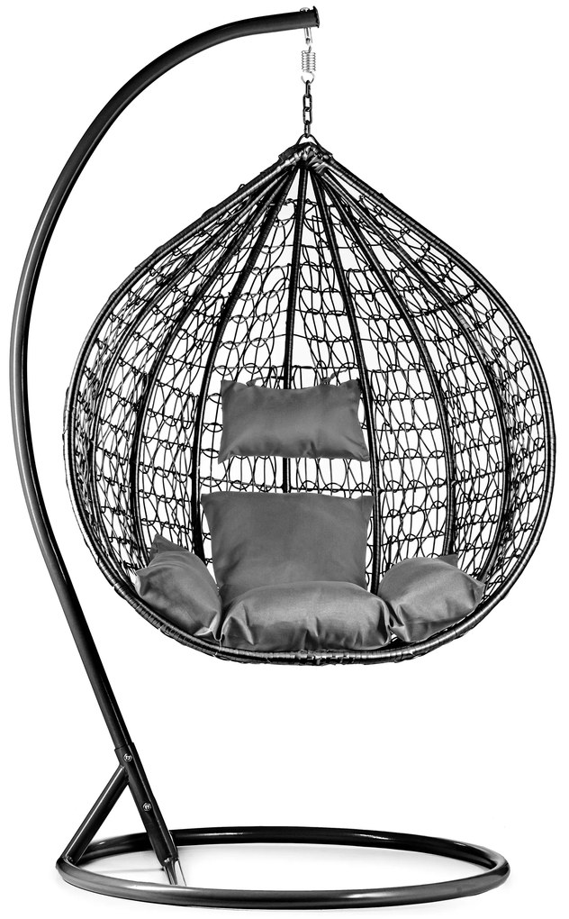 Čierne závesné kreslo KOKON so stojanom