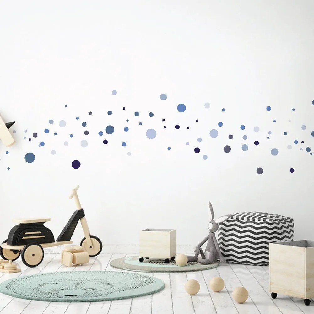 Sada 100 modrých nástenných samolepiek Ambiance Round Stickers