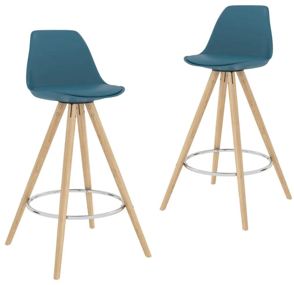 vidaXL Barové stoličky 2 ks tyrkysové PP a masívne bukové drevo