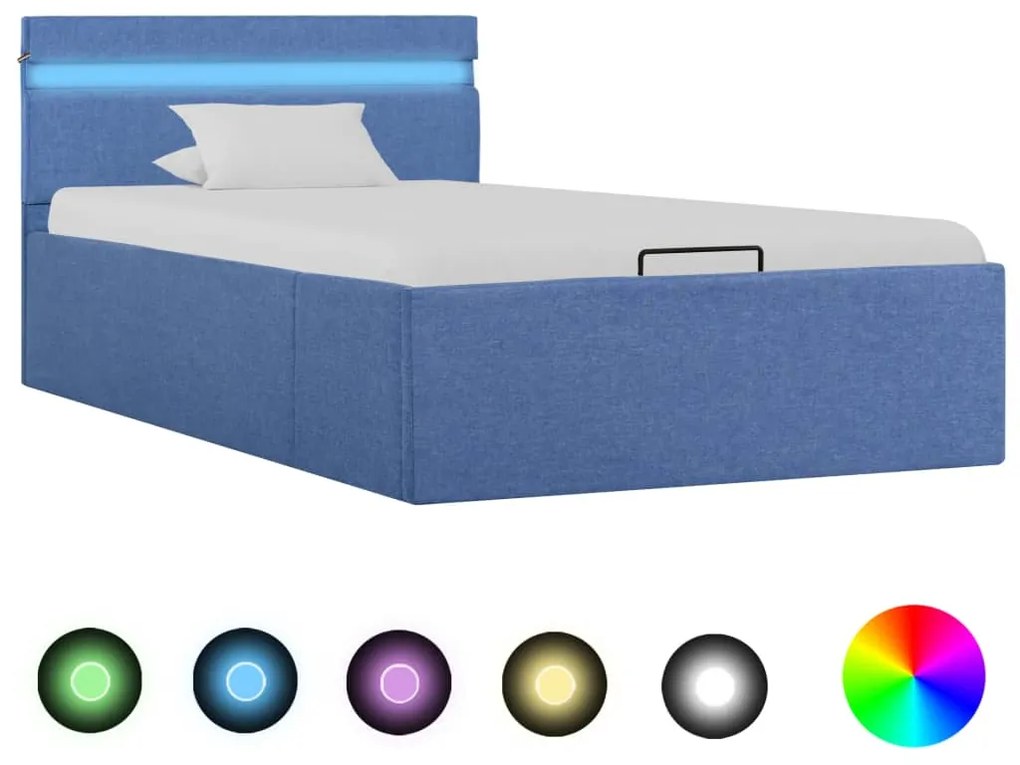vidaXL Hydraulický posteľný rám+úložný priestor, LED, látka 90x200 cm