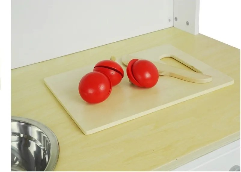 LEAN Toys Detská drevená kuchyňa Zelená a biela Paula Otváracie prvky