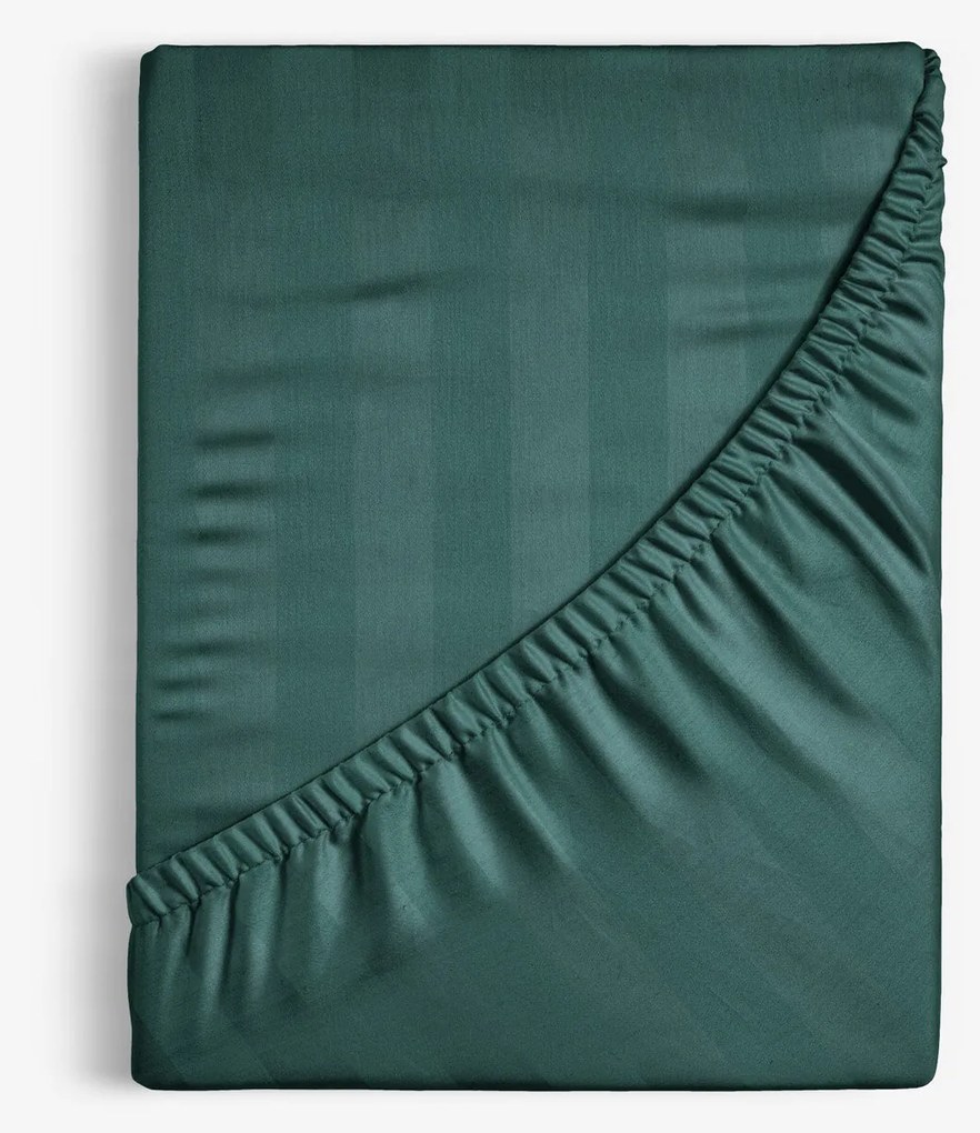 Goldea damašková napínacia plachta - tmavo zelené prúžky so saténovým leskom 80 x 160 cm