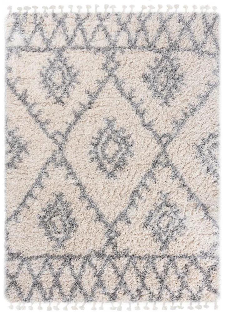 Kusový koberec shaggy Azteco krémovo sivý 140x200cm