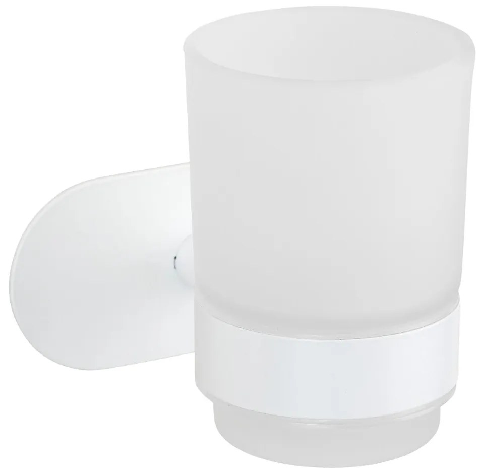 Biely samodržiaci sklenený téglik na zubné kefky Orea – Wenko