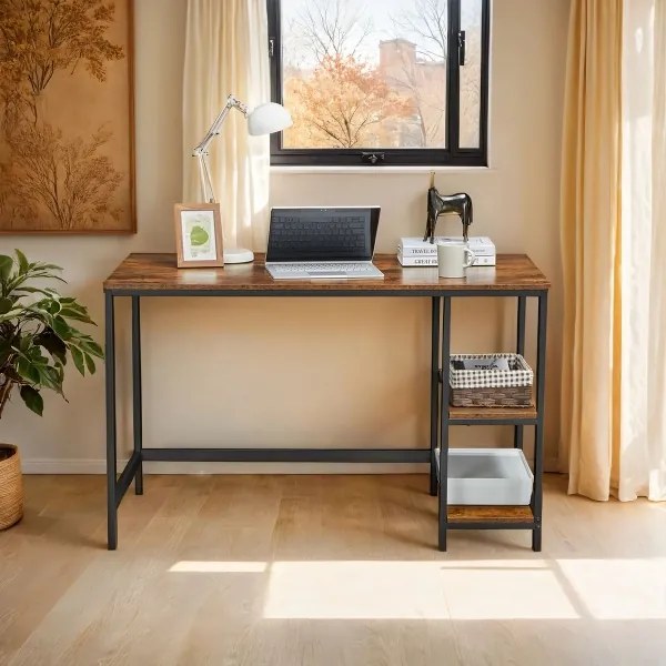 Písací stôl SOLEA hnedá/čierna