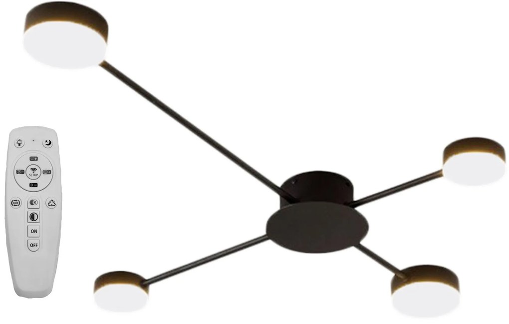 Toolight Toolight, LED stropné svietidlo 4-ramenné APP519-4C, čierna, OSW-08460