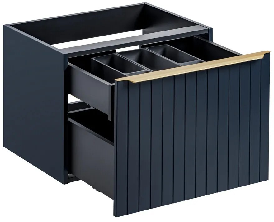 Závěsná skříňka SantaFe Smile s deskou a umyvadly 120 cm tmavě modrá