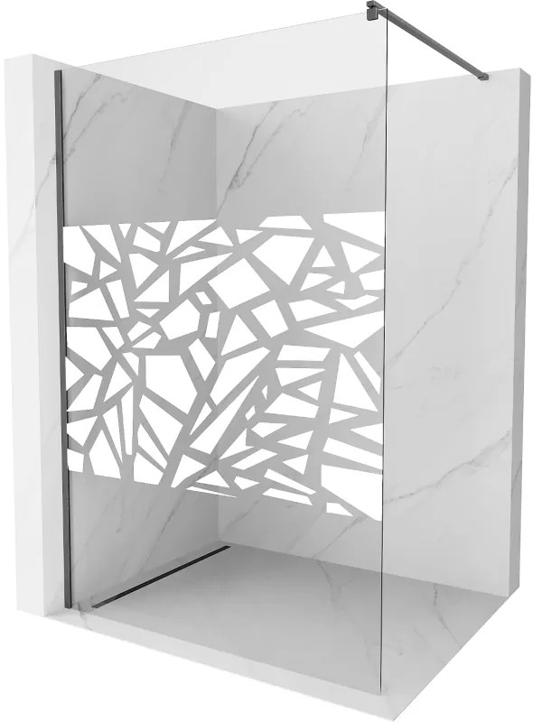 Mexen Kioto, sprchová zástena Walk-In 110 x 200 cm, 8mm číre sklo biely vzor, grafitový profil, 800-110-101-66-85
