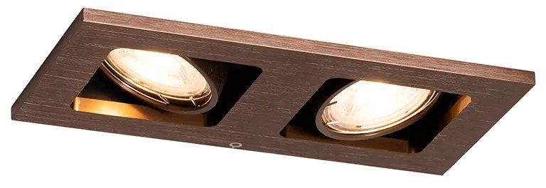 Zástenné bodové svetlo tmavo bronzové obdĺžnikové 2-žiarovkové sklápateľné a otočné - Qure