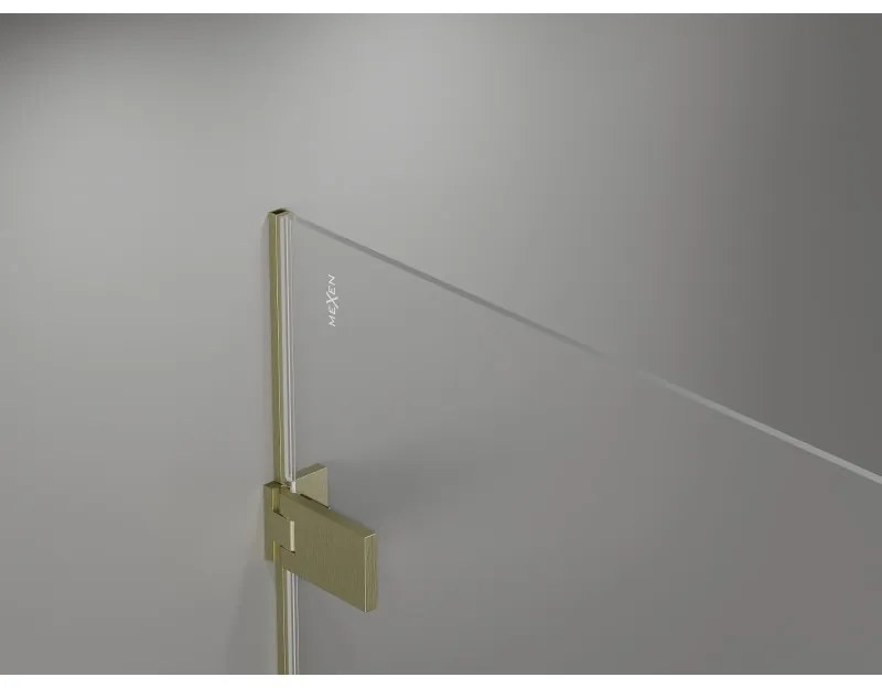 Mexen Lunar-F Duo, skladací sprchový kút 90 x 70 cm, 8mm číre sklo, zlatý matný profil, 836-090L-070P-55-00