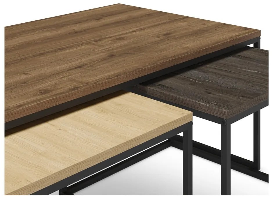 Konferenčné stolíky v súprave 3 ks v prírodnej farbe 60x110 cm Camelia – Marckeric