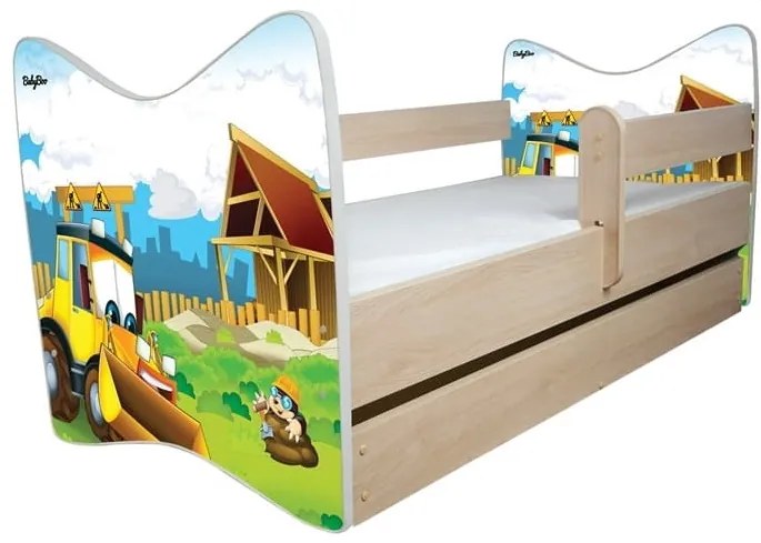 Detská posteľ  " Bager " deuxe, Rozmer 140x70 cm, Farba dub jasný, Matrace penový matrac 6 cm