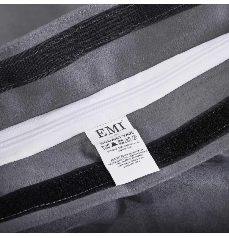 Sedací vak vankúš sivý semišový s vlastným logom EMI