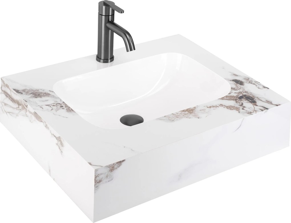 Rea Aresa, nástenné umývadlo 600x500x160mm, imitácia kameňa, REA-U9975