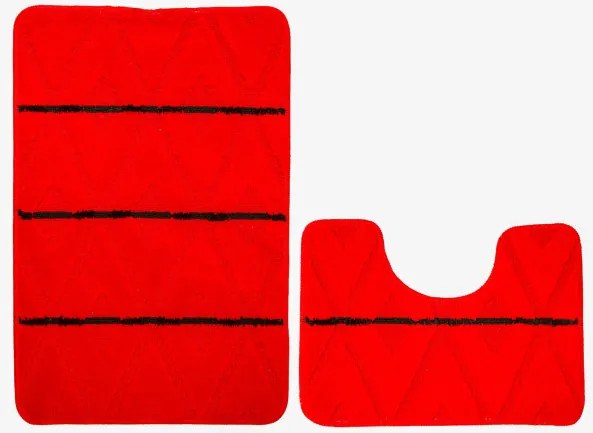 Sada kúpeľňových koberčekov PALMA červená / čierna, kosoštvorce