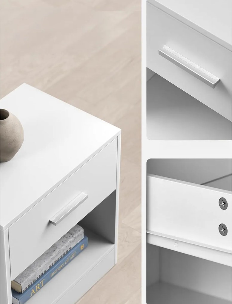 Set nočných stolíkov E1081 WT, biela, 2 ks