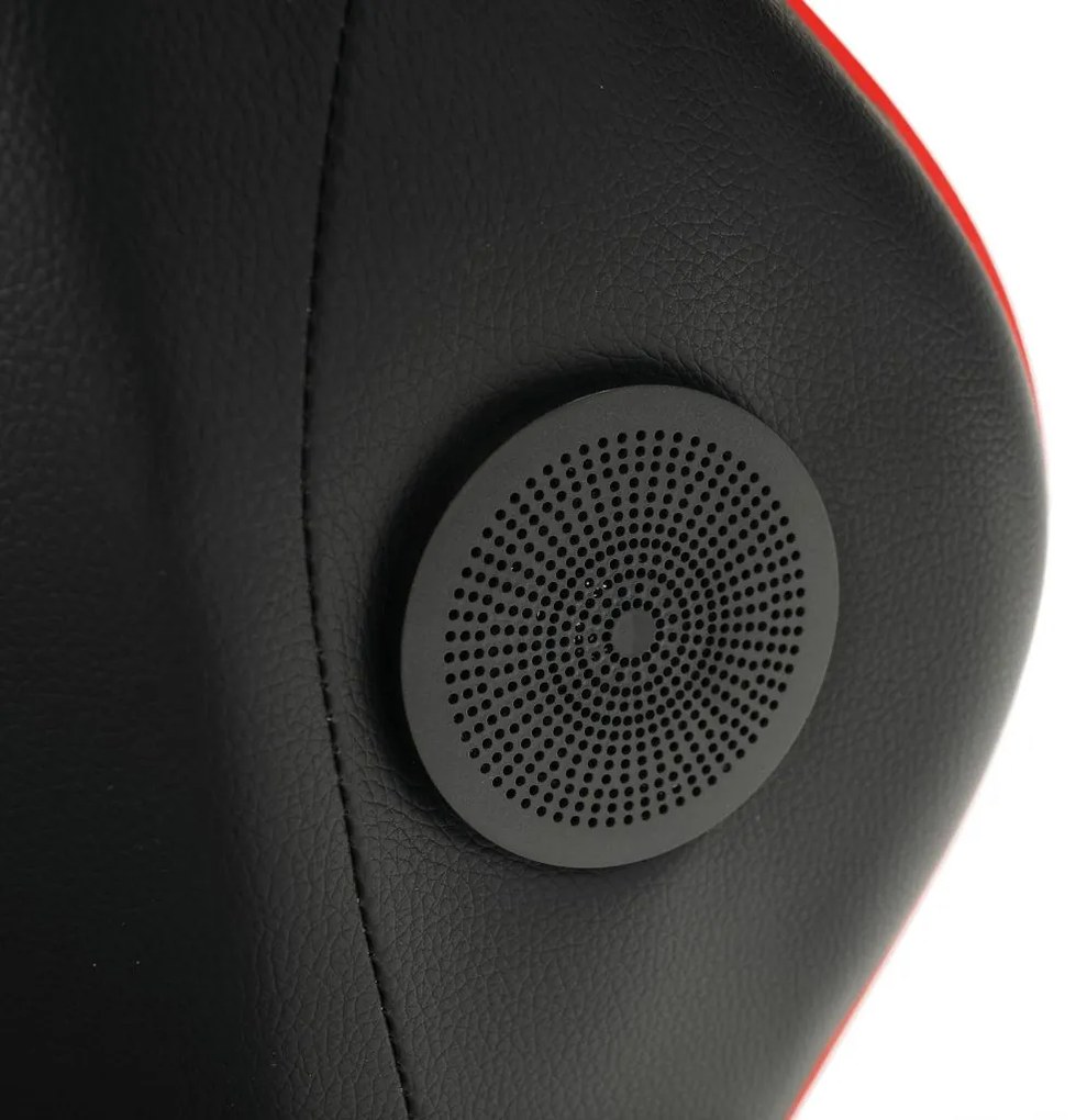 Kancelárske/herné kreslo s Bluetooth reproduktormi, čierna/červená, CARPI