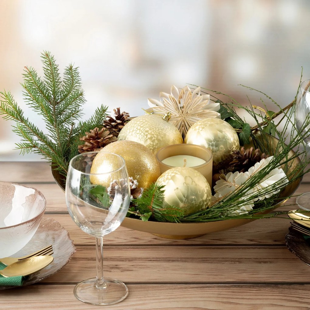 VIANOČNÁ BANKA NA STROMČEK SADA 4 KS (FI) 8 CM ZLATÁ