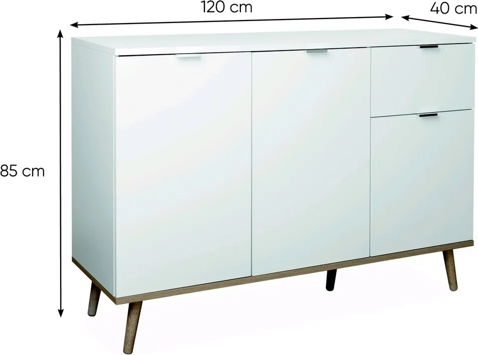 Skrinka so zásuvkou Göteborg, biela / dub sonoma