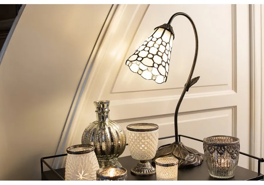 Tiffany stolná lampa HIVE PEARL 17*48