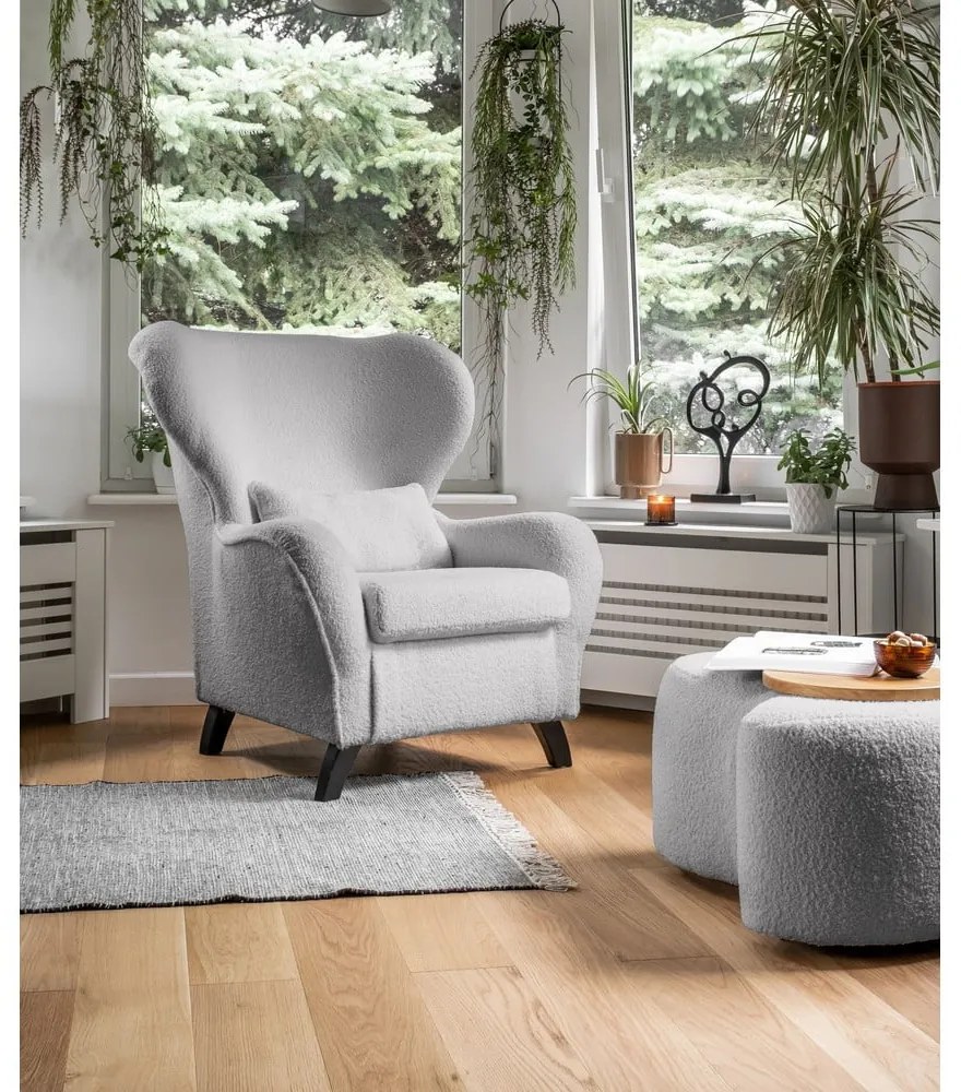 Sivé kreslo ušiak Miuform Miuf