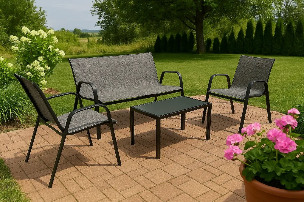 TRENDIE Zostava záhradného nábytku - pohovka, 2 stoličky a stolík