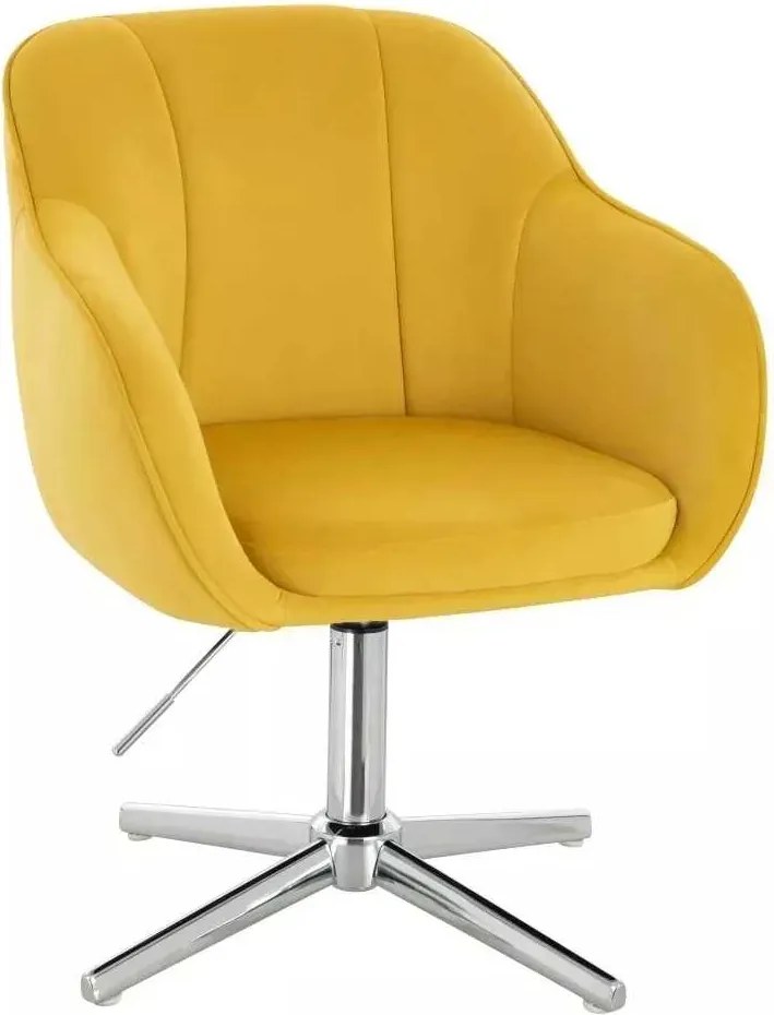 LuxuryForm DESIGN Stolička AVOLA VELUR na striebornom kríži - žltá