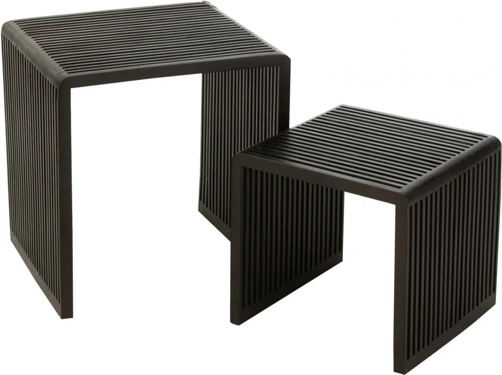 Súprava 2 konferenčných stolíkov Cubic z teaku čierna – 50*45*50 / 40*40*35 cm