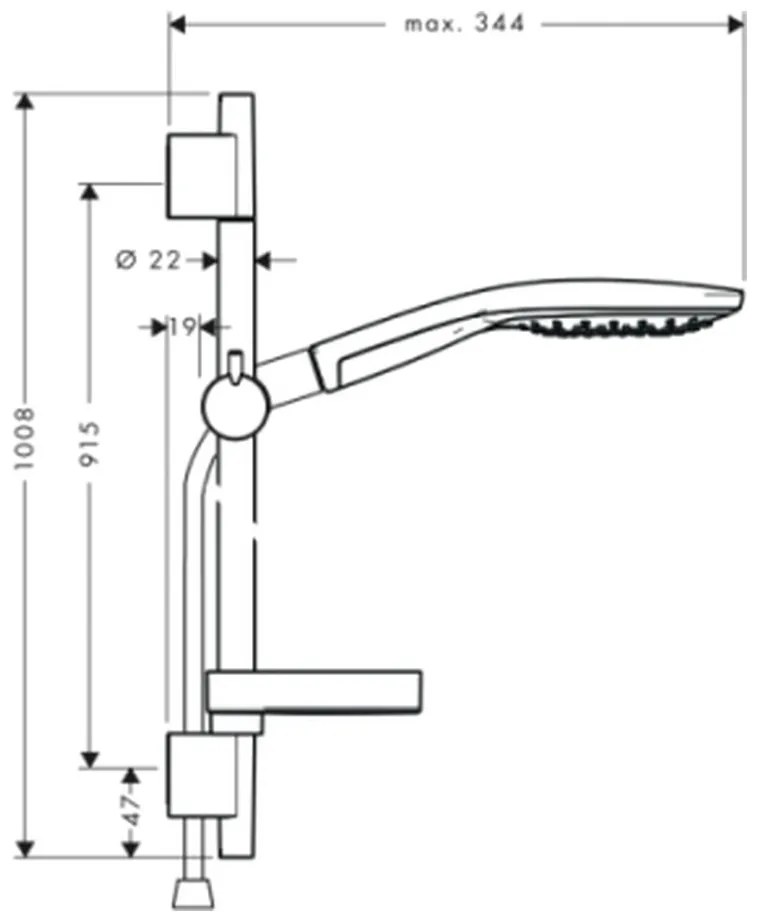 Hansgrohe Raindance Select S, sprchová súprava 150 3jet so sprchovou tyčou 90 cm a miskou, chrómová, HAN-27803000