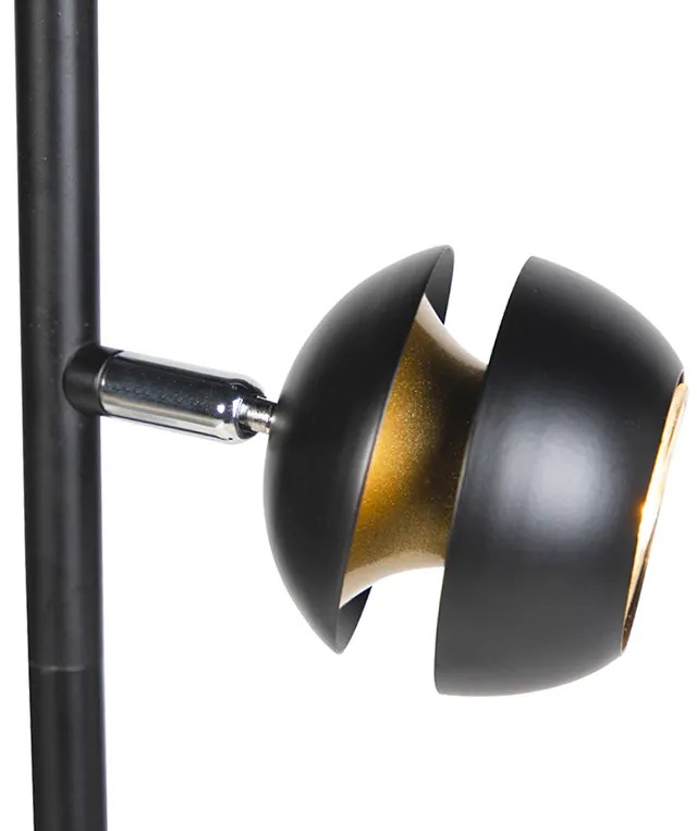 Moderná stojaca lampa 3-svetlá čierna so zlatým vnútrom - Buell Deluxe