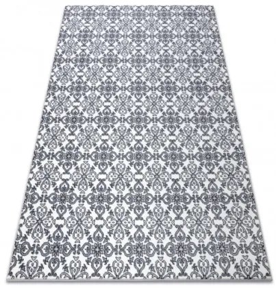 Koberec ARGENT - W4949 Kvety biely / sivý