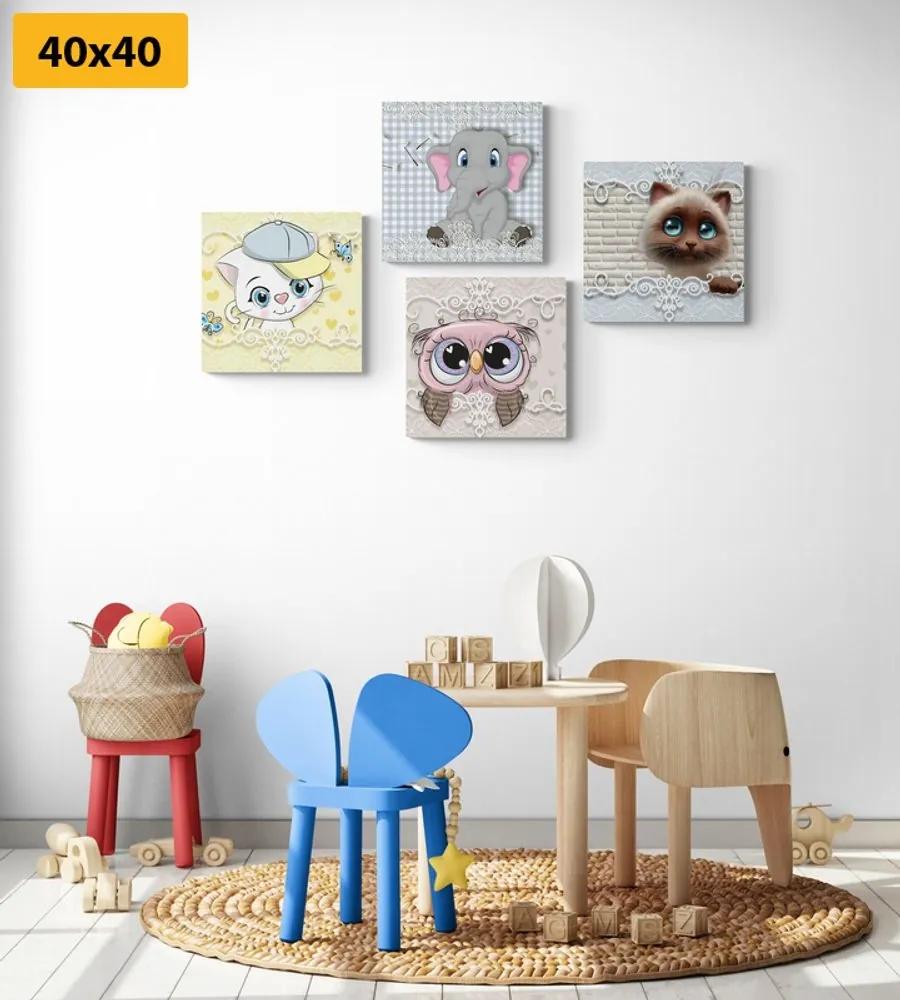 Set obrazov zvieratká v detskom prevedení - 4x 40x40