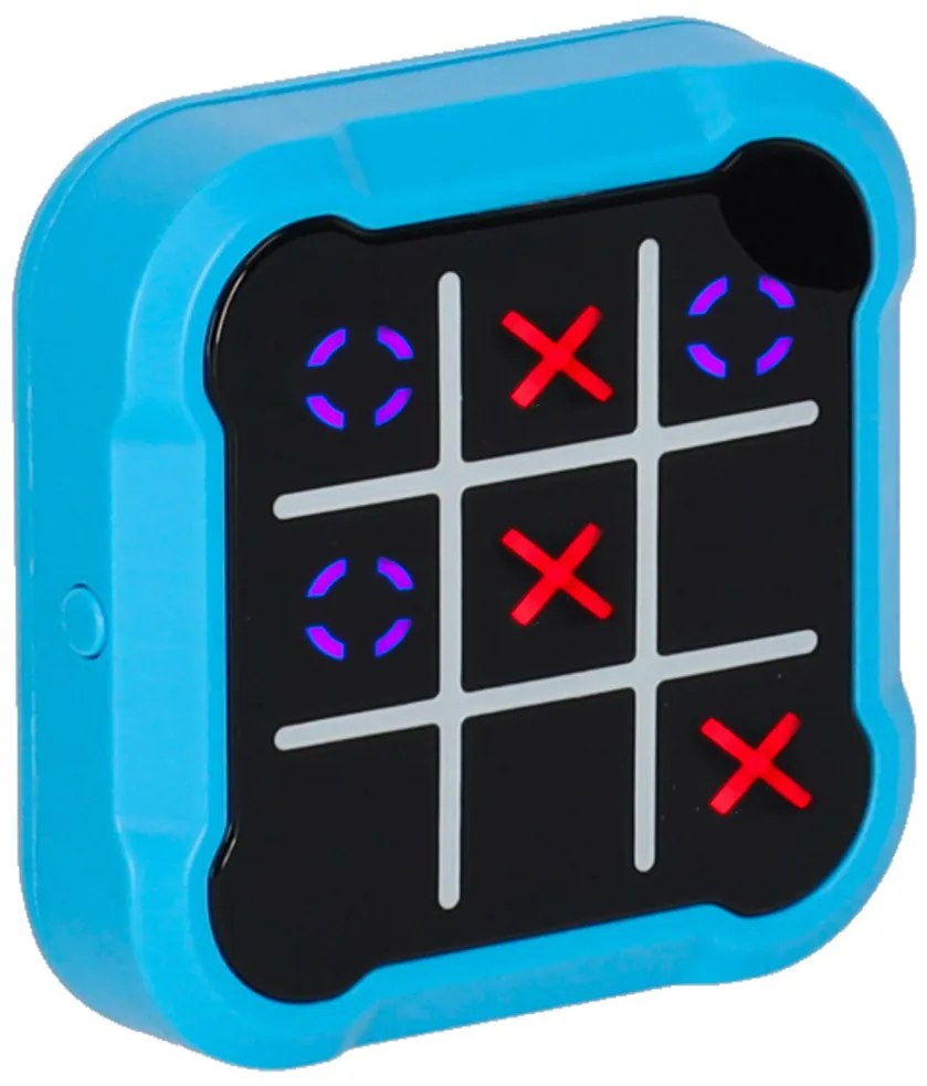 KIK Elektronická hra 4v1 Tic-Tac-Toe s LED podsvietením, modrá logická konzola pre deti
