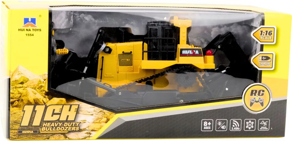 HUINA Buldozér Stavebné vozidlo na diaľkové ovládanie 1:16 R/C Yellow
