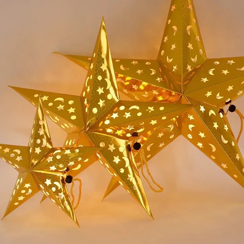Svietiaca LED papierová hviezda LUMINA II 45 cm zlatá