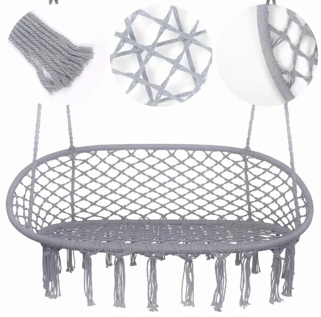 Závesné hojdacie kreslo pre dvoch LUNA - šedé