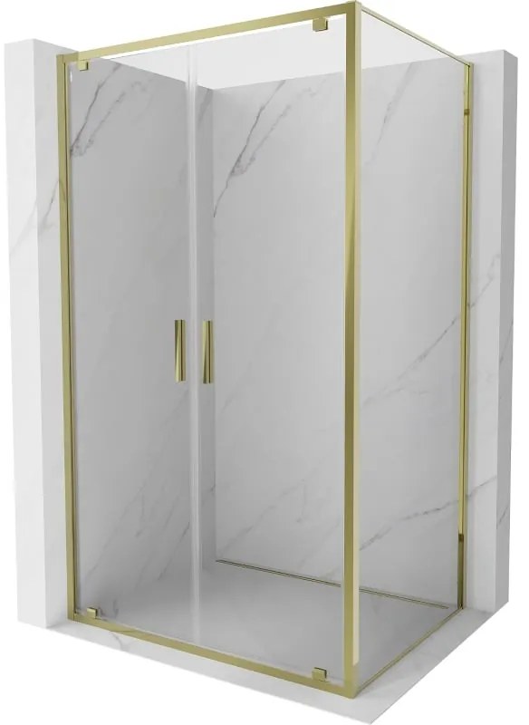 Mexen Exo, výklopný sprchový kút 90 x 80 cm, číre sklo, zlatá, 8182-090-080-50-00