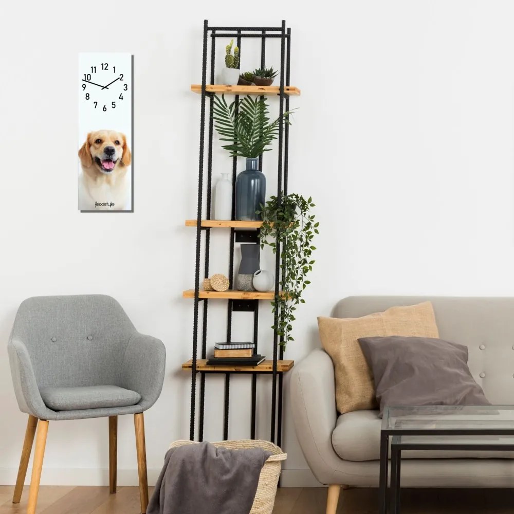 Detské nástenné hodiny 20 x 60 cm so zlatým retríverom