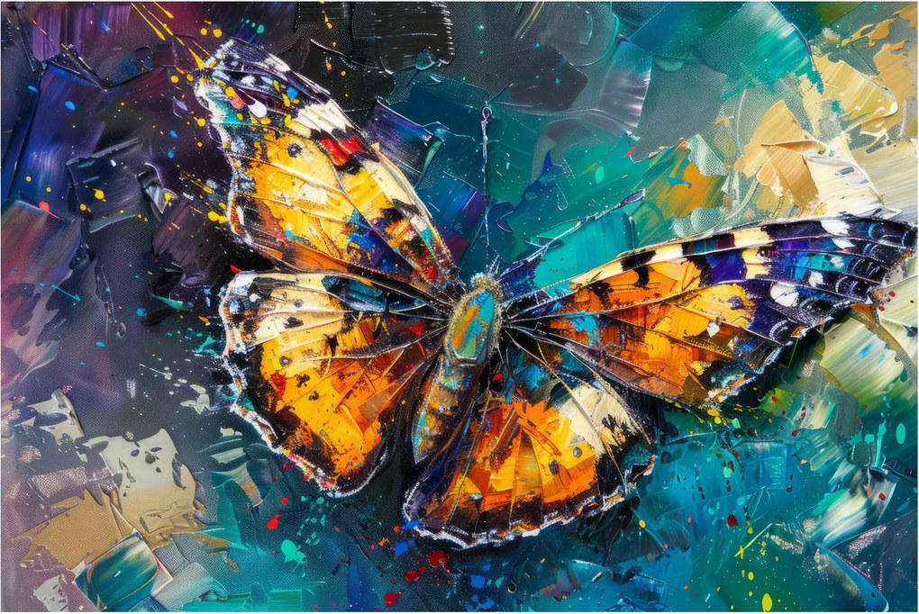 Obraz - Motýľ, olejomaľba (90x60 cm)