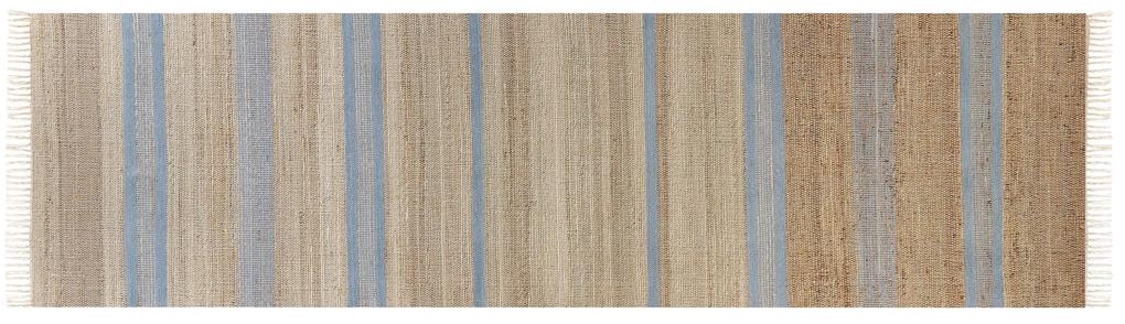 Jutový koberec 80 x 300 cm béžová/modrá TALPUR Beliani