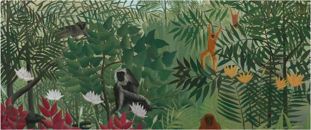 Obraz - Henri Rousseau, Tropical Forest with Monkeys, reprodukcia (120x50 cm)