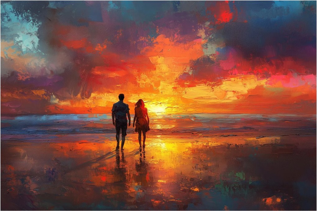 Obraz - Prechádzka na pláži (90x60 cm)