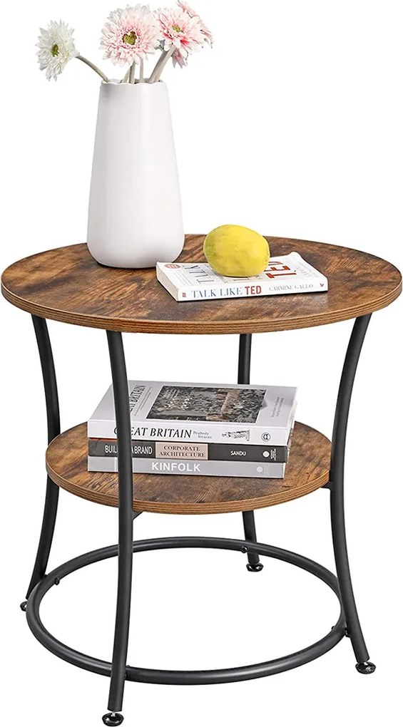 Odkladací stolík TAYLOR Ø 55 cm, rustikálna hnedá