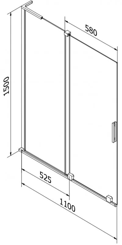 Mexen Velar L, 2-krídlová posuvná vaňová zástena 110 x 150 cm, 8mm šedé sklo, chrómový profil, 896-110-003-41-01