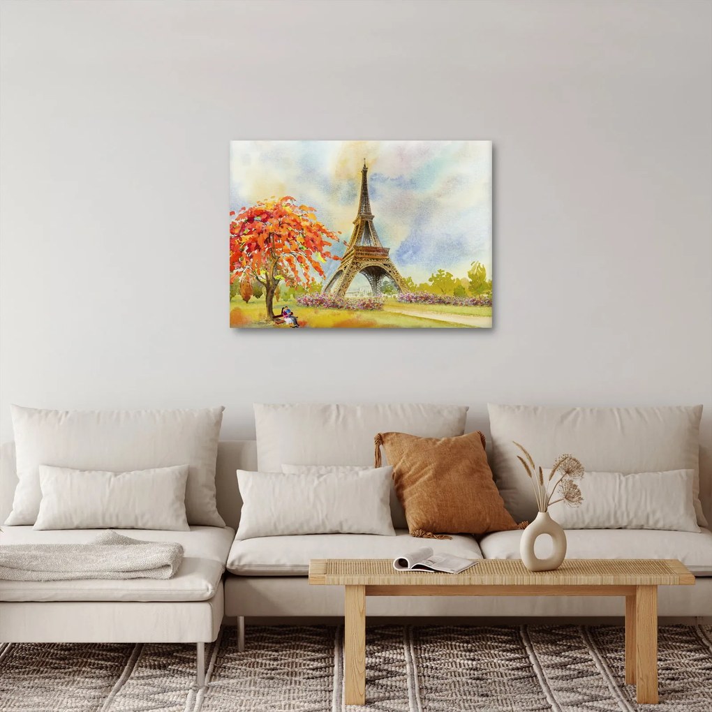 Maľovaný obraz Eiffelovej veže (70x50 cm)