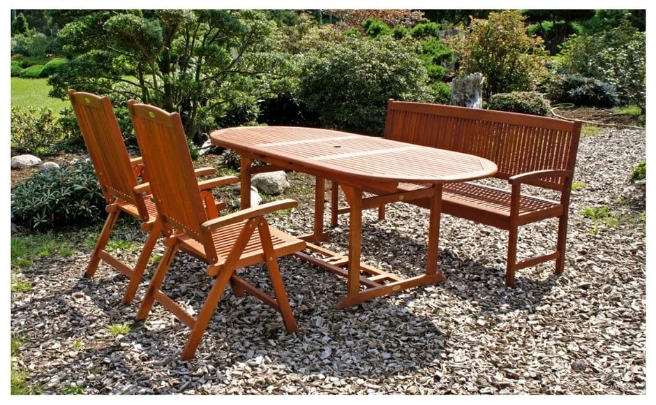 Záhradná trojmiestna lavica z eukalyptového dreva Garden Pleasure Stockholm