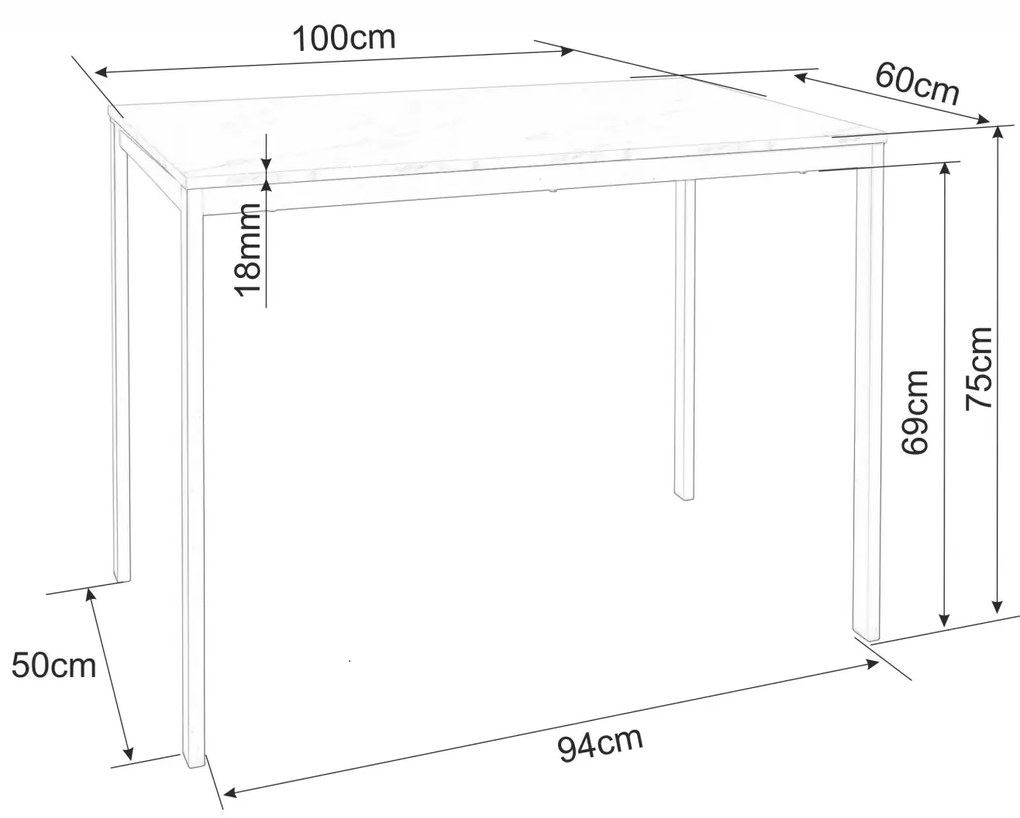 Jedálenský set 1 + 4, stôl RAMOD biela/dekor dub + stolička OSAKA biela