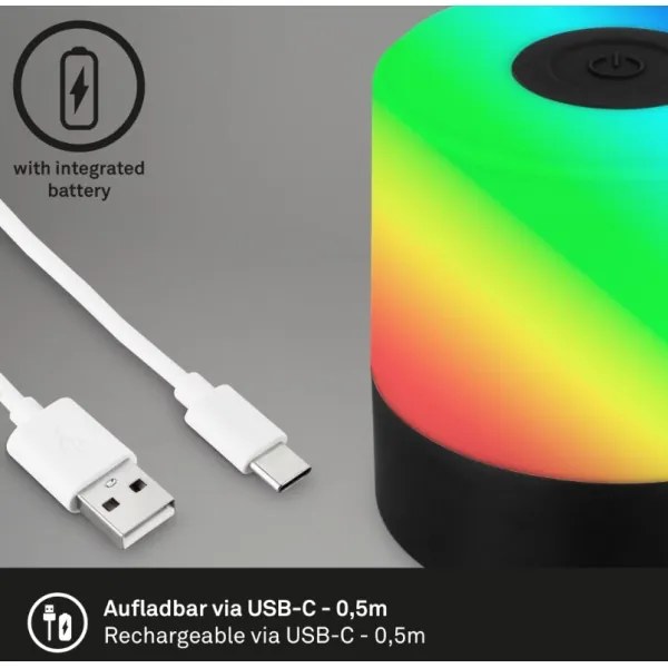 Briloner 7462015 - LED RGB nabíjacia stolná lampa LED/1,5W/5V IP44 čierna